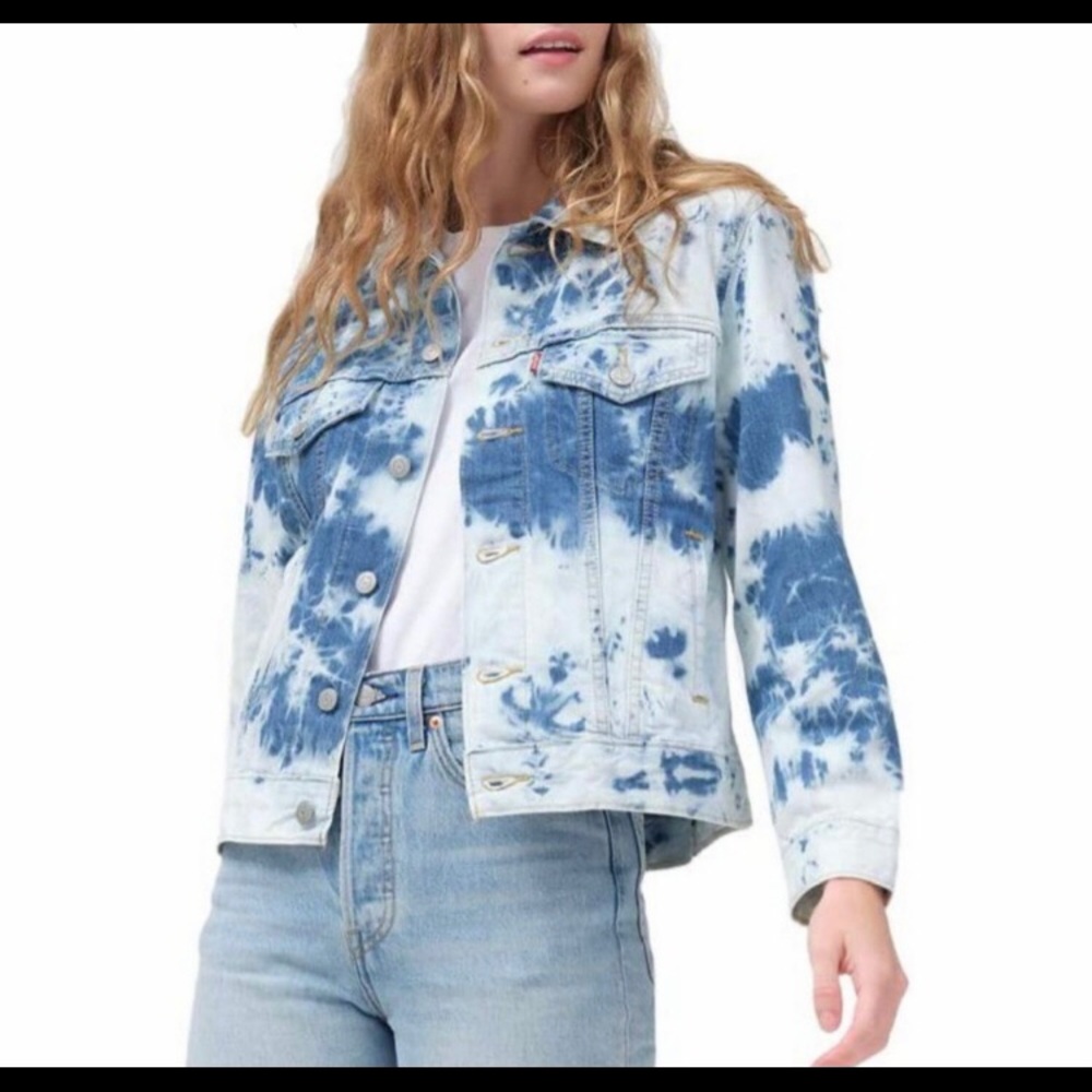 New Levi Tie Dye Ex BF Trucker Jacket Size XXL